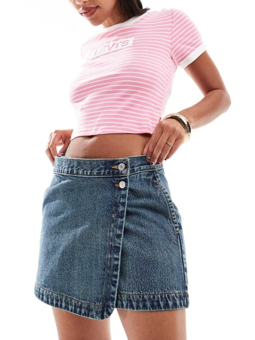 Levi’s Dark Wash Wrap Denim Mini Skirt 28
